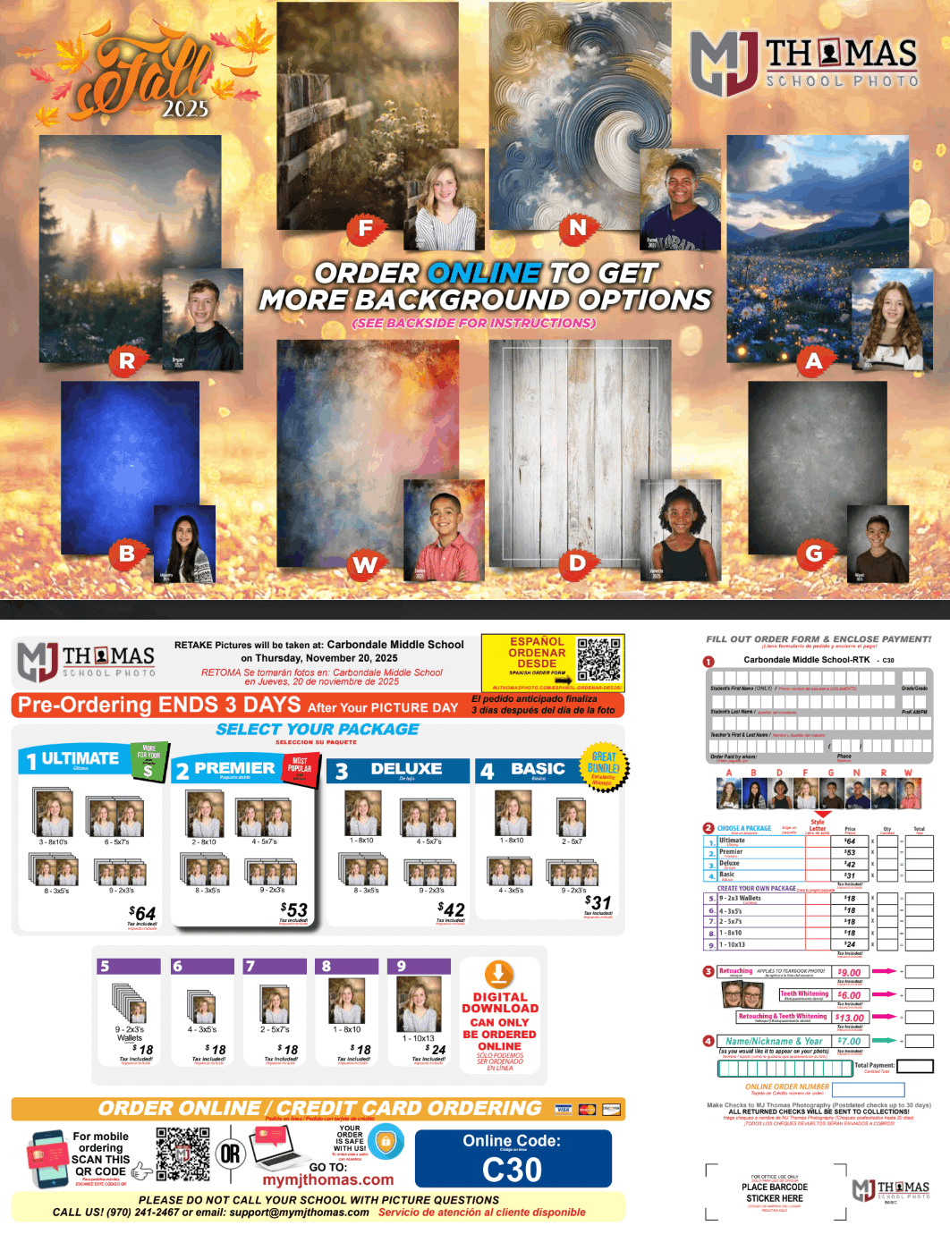 THURSDAY, NOV 20....  CMS Picture Retakes